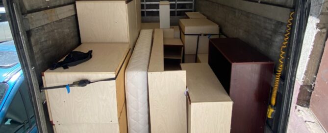 Packed furniture arranged inside the NV moving van in Plovdiv